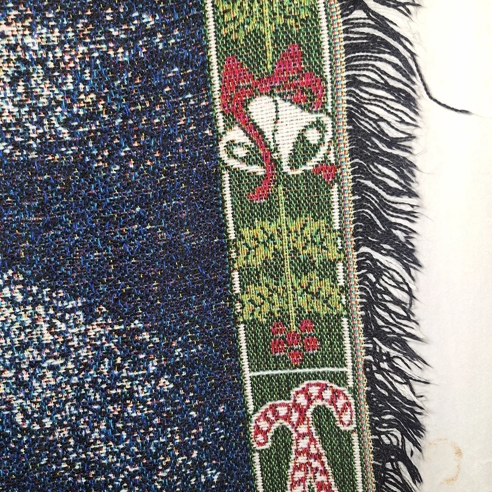 Green and Red Holiday Blanket with Festive Christmas Tree Design
